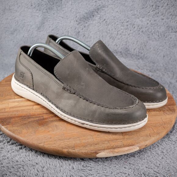 Born Thaton Loafers Gray Leather Slip On Comfy Shoes Size 10.5 Casual - Picture 1 of 9